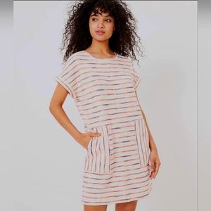 Lou & Grey Terry cloth neon striped dress size S